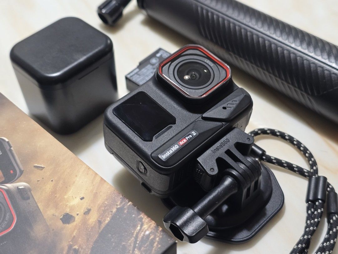Insta360 Ace Pro 2 8K AI-Powered Action Cam (Category: Cameras) located in Paranaque City. Submitted by rekeep (Listing ID 1455694573, Image 2). Description: RFS: Upgrading to a new Device - Insta360 Ace Pro 2 Action Camera - Stunning 8K resolution - AI-powered features - Co-engineered with Leica for premium optics - Includes original box - Comes with 1 battery - Includes free charging case (Php 550) - Includes free floating selfie stick (Php 600