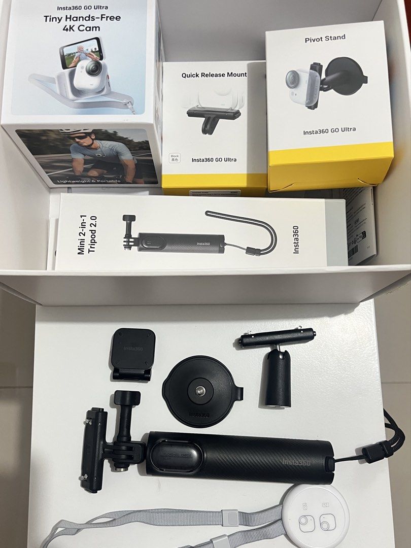 Insta360 GO Ultra Creator Bundle (Category: Cameras) located in Taytay. Submitted by abi.declutterz (Listing ID 1455746290, Image 3). Description: Selling my Insta360 GO Ultra Creator Bundle 📷 ✨ Inclusions: • Standalone Camera • Action Pod • Quick Release SafetyCord • Easy Clip • Magnet Pendant • Mini 2-in-1 Tripod 2.0 • Quick Release Mount • Pivot Stand • Original box • Complete original accessories 📌 Condition: • In very good condition • Well