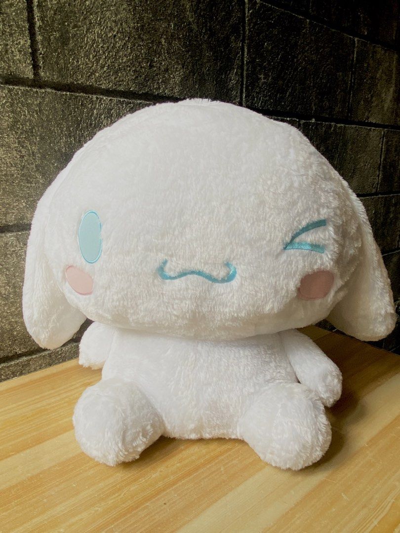 Jumbo Sanrio Cinnamoroll winking plush (Category: Plushies & Soft Toys) located in Legazpi City. Submitted by whimsy-world (Listing ID 1455763132, Image 2). Description: Very cutee Super softt Very fluffy Satisfying to hug With intact and visible Etiketa (OG) Very big in person.