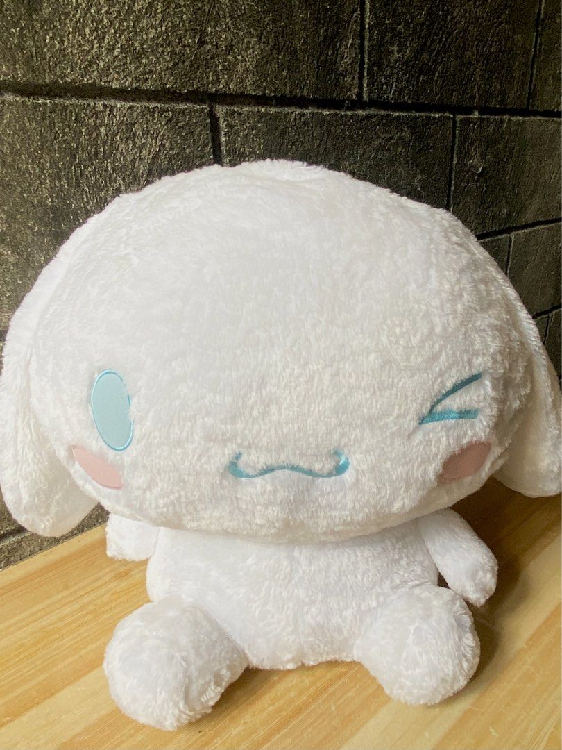 Jumbo Sanrio Cinnamoroll winking plush (Category: Plushies & Soft Toys) located in Legazpi City. Submitted by whimsy-world (Listing ID 1455763132, Image 3). Description: Very cutee Super softt Very fluffy Satisfying to hug With intact and visible Etiketa (OG) Very big in person.