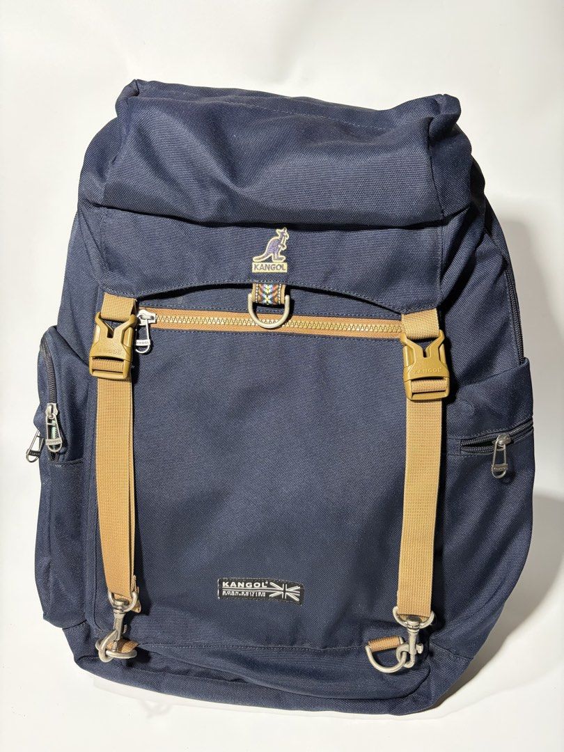 Kangol Glamping Mount backpack cordura fabric (Category: Hiking & Camping) located in Magalang. Submitted by luxgood18 (Listing ID 1455796286, Image 1). Description: Product Name: Glamping Mount Backpack 1083 NAVYSize: Width 30cm x Height 50cm, Depth: 14.5cmLaptop Compartment: Width 29cm x Height 40cmMaterial: POLY + CODURA (Cordura) Large-capacity outdoor-style backpack inspired by camping themes for the F/W season, perfect for daily use or trav