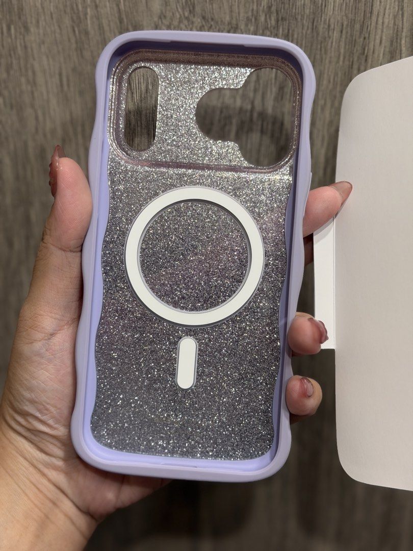 Kate Spade iPhone 17 Pro Max Magsafe Purple Glitter Case (Category: Cases & Sleeves) located in Caloocan City. Submitted by irisescalada (Listing ID 1455783911, Image 3). Description: Hi! Selling my Kate Spade magsafe case for iPhone 17 Pro Max. Originally bought at around 2.7k last year, used for around 2 months only and stored properly in its box. Slight dirt due to usage but not that noticeable. .
