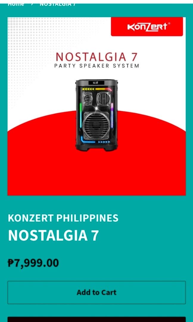 KonZert - Model: Nostalgia 7 🎤Free 1 pc. Wireless Microphone (Category: Soundbars, Speakers & Amplifiers) located in Quezon City. Submitted by aksesori_namura (Listing ID 1455677243, Image 2). Description: KonZert - Model: Nostalgia 7 🎤Free 1 pc. Wireless Microphone Brand New / Sealed Box ✔️P4,999 Only! ❌️Original Price P7,999 PARTY SPEAKER SYSTEM •6.5" Woofer • 3" Midrange • 2" Tweeter • 3000W Max Power •Bluetooth Wireless Streaming •USB Port 
