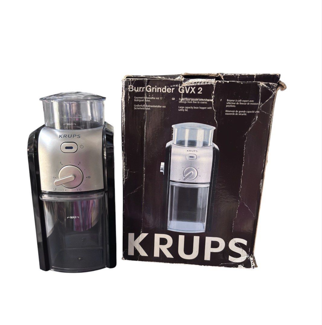 Krups Burr Grinder GVX 2 (Category: Coffee Machines & Makers) located in Paranaque City. Submitted by dalle_closet (Listing ID 1455718842, Image 1). Description: working well slightly used pa ito.