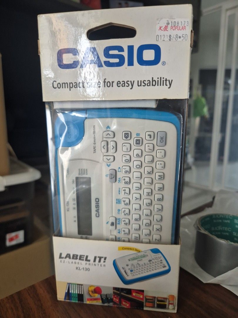 LABEL Printer (Category: Printers, Scanners & Copiers) located in Singapore. Submitted by ryanyew074037 (Listing ID 1455700385, Image 1). Description: - Brand: Casio - Model: KL-130 - Type: EZ-Label Printer - Features: Compact size, easy usability - Includes: Original packaging - Ideal for: Home and office organization.