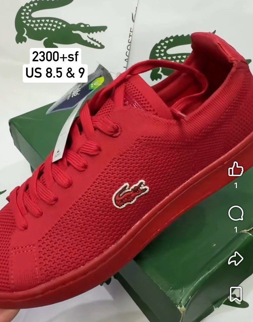 Lacoste men women shoes (Category: Sneakers) located in Quezon City. Submitted by ohitsnhalen (Listing ID 1455680476, Image 1). Description: With price and size per pic Fixed No cod.