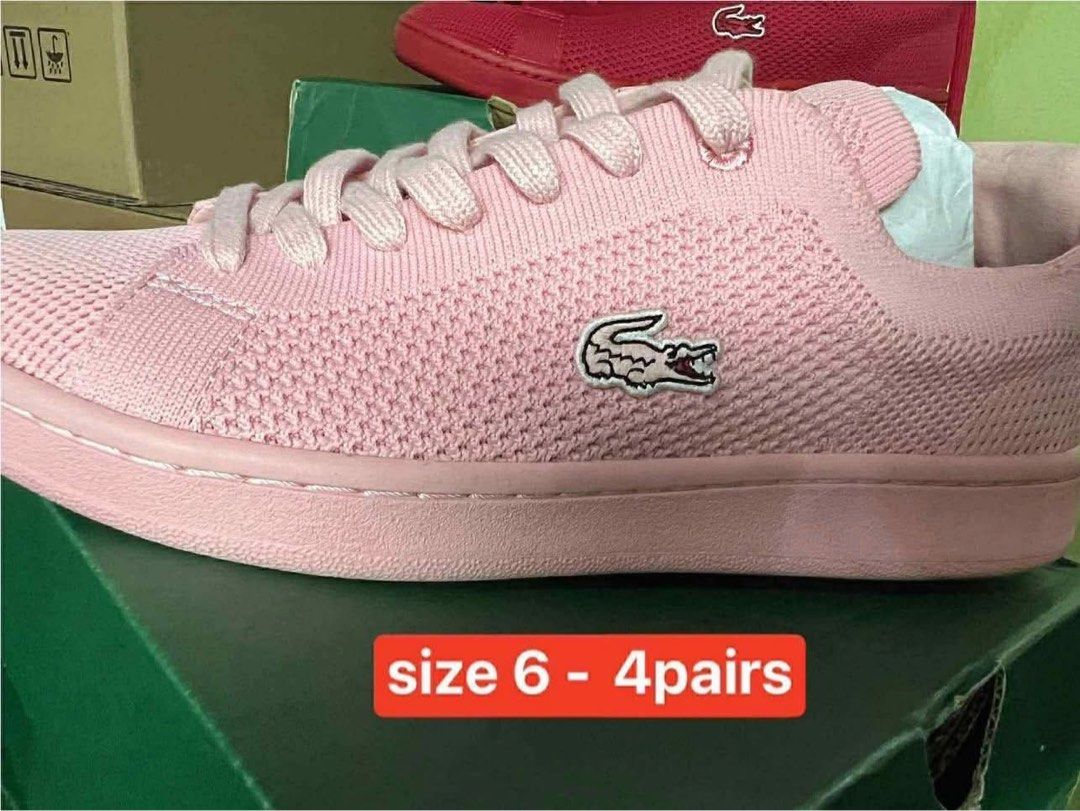 Lacoste men women shoes (Category: Sneakers) located in Quezon City. Submitted by ohitsnhalen (Listing ID 1455680476, Image 3). Description: With price and size per pic Fixed No cod.