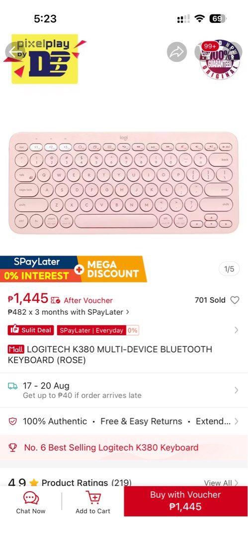 Logitech K380 Bluetooth Keyboard (Category: Computer Keyboard) located in Roxas. Submitted by jinnieethewwh (Listing ID 1455763713, Image 1). Description: FOR SALE Logitech K380 Keyboard ₱500 only (slightly negotiable) - ❗️power button is loose - used this a lot for my transes - vv useful if wala ka laptop & iPad girly ka for school! .