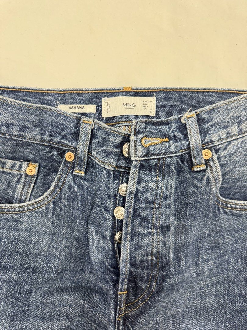 Mango Havana Denim Blue Jeans - Straight (Category: Jeans) located in Manila. Submitted by shophndh (Listing ID 1455810847, Image 2). Description: Mango Straight Denim Jeans - Blue High Waisted Condition: 10/10 - barely worn Length: 92cm Waiste: 24-26cm.