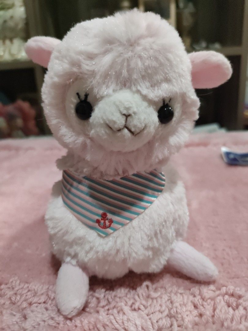 Marine Sailor Baby Alpacasso (Category: Plushies & Soft Toys) located in Bulacan. Submitted by hunterherojapanjdm (Listing ID 1455799048, Image 1). Description: -Brand/Manufacturer: AMUSE (Japan) -Series: Alpacasso Marine / Happy Marine (Momo/Pink variant) -Key Features: Soft pink fluffy plush, sparkly eyes with long eyelashes, and a pink-and-blue striped sailor neckerchief with an anchor emblem.