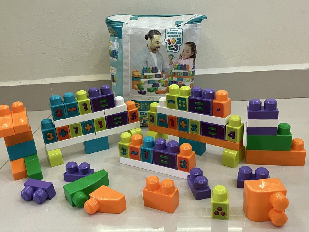 Mega Bloks Math Learn (Category: Lego & Building Sets) located in Singapore. Submitted by 88blackraven (Listing ID 1455728650, Image 1). Description: www.megabloks.com Stack and learn maths Selling both packs together Reason for selling: kids outgrown toy .