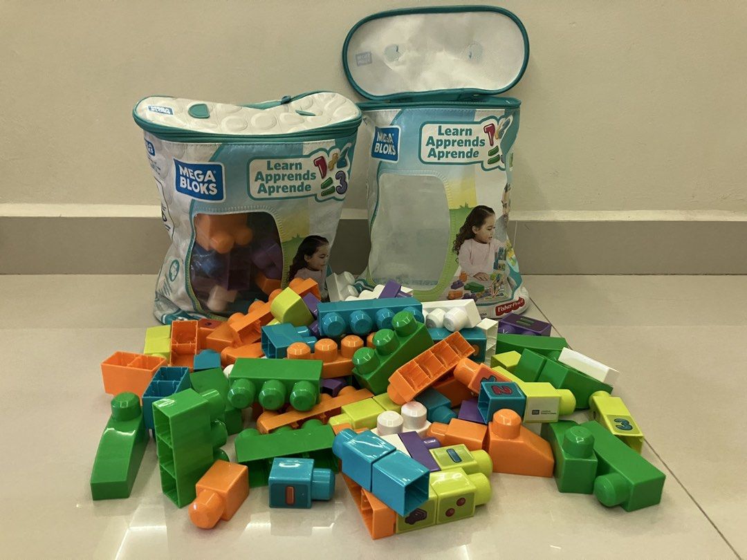 Mega Bloks Math Learn (Category: Lego & Building Sets) located in Singapore. Submitted by 88blackraven (Listing ID 1455728650, Image 2). Description: www.megabloks.com Stack and learn maths Selling both packs together Reason for selling: kids outgrown toy .