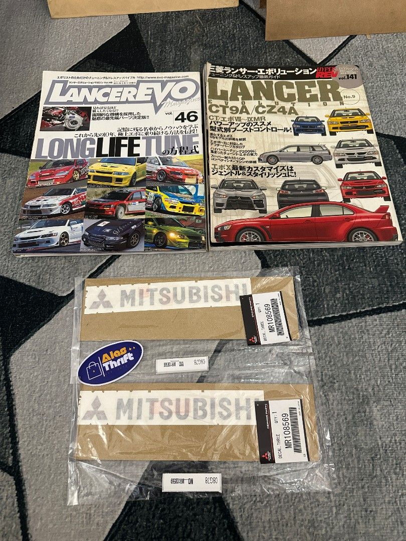 Mitsubishi Lancer Evolution (Evo) Decals (Rare /Genuine) (Category: Emblem, Sticker and Decals) located in Davao. Submitted by alasthrifts (Listing ID 1455677988, Image 3). Description: 🇯🇵 Rare Mitsubishi Lancer Evolution Decals Brand New / Authentic / Genuine / Sealed Available Stock (On Hand): 1 x Mitsubishi Script (Decal) ✅ 1 x Lancer Script (Decal) ✅ 3 x Evolution 3 (Rear Badge) ✅ If you know you know! Open for take-all plug & play nato! hi