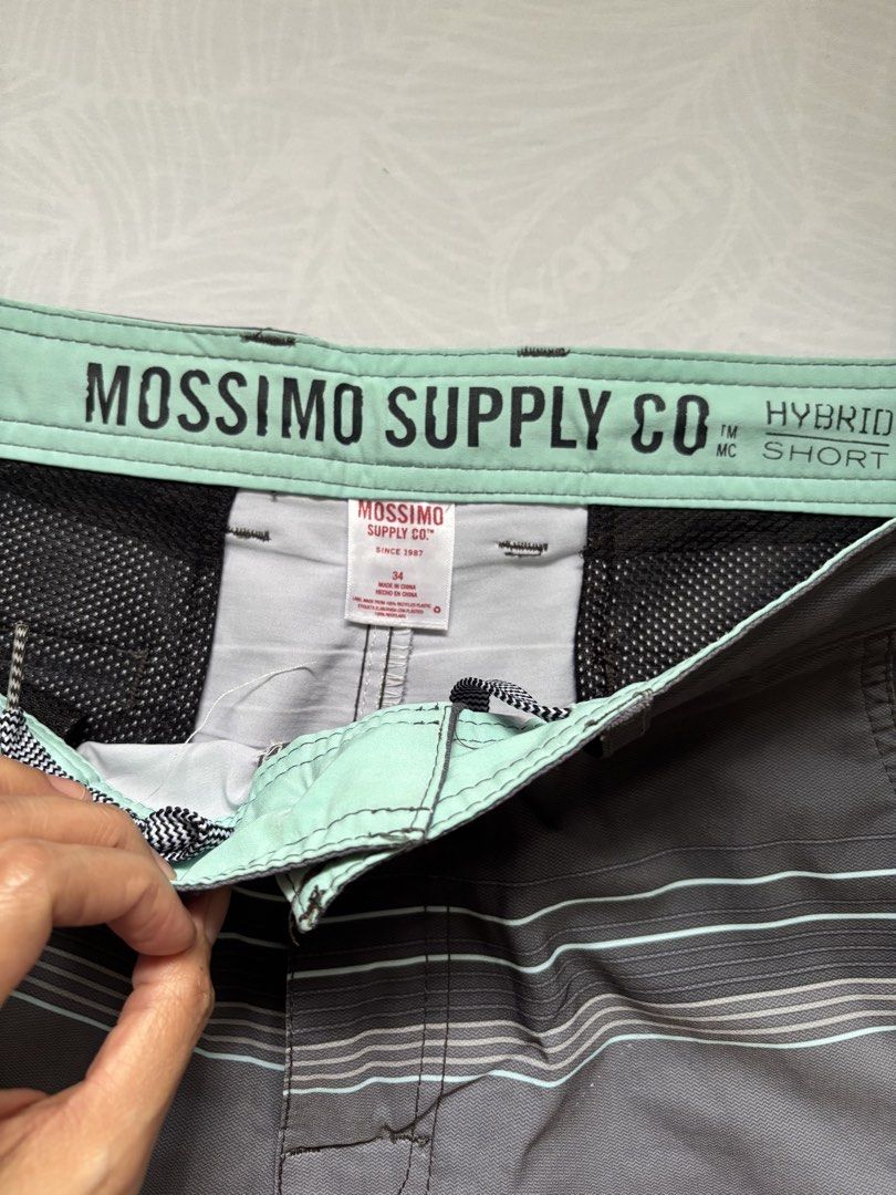 Mossimo Board Shorts (Category: Shorts) located in Nabua. Submitted by prlvdthgss (Listing ID 1455722172, Image 3). Description: 📌 Size: 34 📌 Color: Gray/Charcoal with mint & white stripes 📌 Hybrid shorts — perfect for casual wear, beach days, or everyday use 📌 Functional front & back pockets 📌 Comfortable and lightweight material 📌 Preloved — good overall condition Price+SF Gcash/Maribank 📍camsur, bicol.
