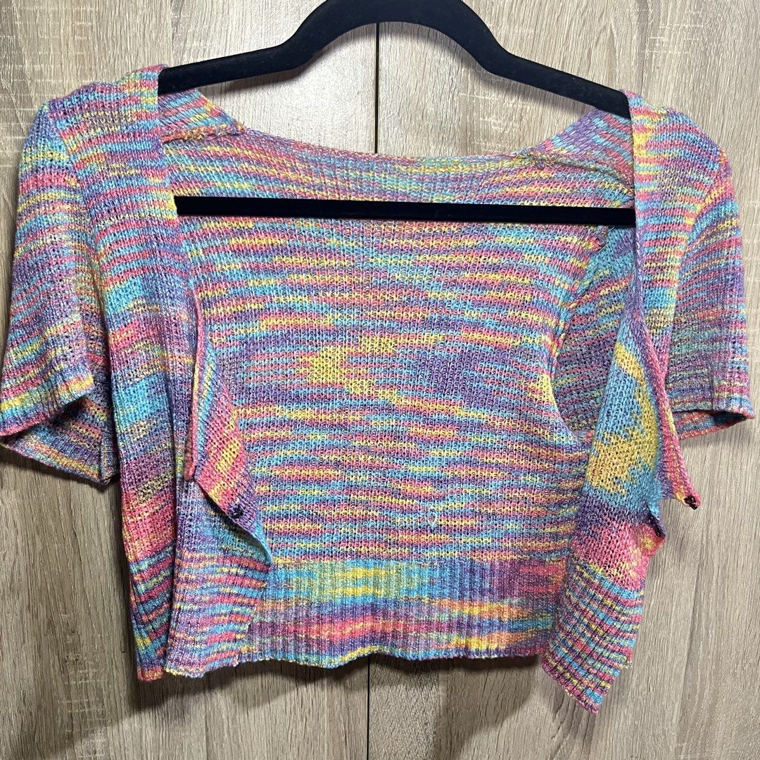Multicolored Summer Knit cropped top (Category: Coats, Jackets and Outerwear) located in Pasig City. Submitted by scarfkasa (Listing ID 1455752457, Image 2). Description: please see slides for reference and actual photos. color may differ due to lightning unique and stylish top - last price posted thank you! 📦 same day couriers / gogo exp / shipping fee at buyer’s expense / no return no exchange 💸 gcash / payment first, pls shop with confidence