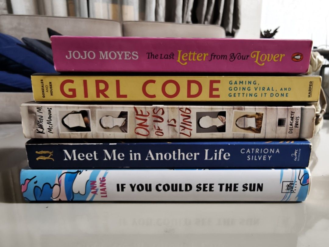 PRE-LOVED BOOKS (Category: Storybooks) located in Davao. Submitted by deerleehs (Listing ID 1455810071, Image 1). Description: PRICE STARTS AT 120 PESOS MOP: GCASH ❌If You Could See the Sun ❌ One of Us is Lying (paperback) Meet me in another life (paperback) 150 / has creases The Last letter from your lover (paperback) 125 / has creases Girl Code: Gaming, Going Viral and Getting it done (paperback) 100 / has creases and foxing.