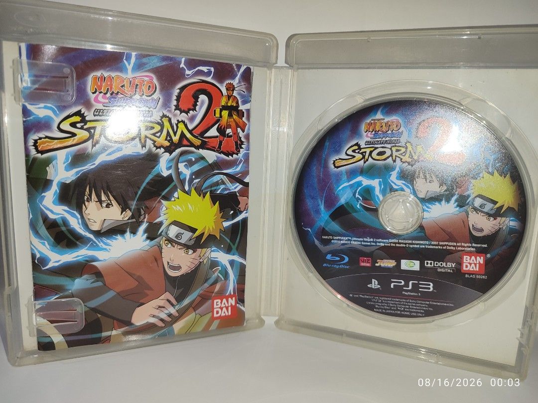 PS3 - Naruto Shippuden: Ultimate Ninja Storm 2 (USED) "R3" (Category: PlayStation) located in Mendez-Nunez. Submitted by sf2_gameshop (Listing ID 1455830884, Image 3). Description: PLEASE READ CONDITION: A used item. The disc has some scratches, but it's not affecting the gameplay. The case has visible signs of usage. It comes with a game manual. GENRE: Fighting MODE: 1 to 2 players REGION: 3 - Asia VOICE: English with option to change in Japanes