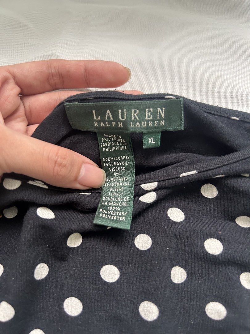 Ralph Lauren polka dot off the shoulder (Category: Blouses) located in Dumaguete. Submitted by hellograbs (Listing ID 1455720556, Image 2). Description: Sooo chic and love the fabric. Size xl on tag but for reference i’m xs. .