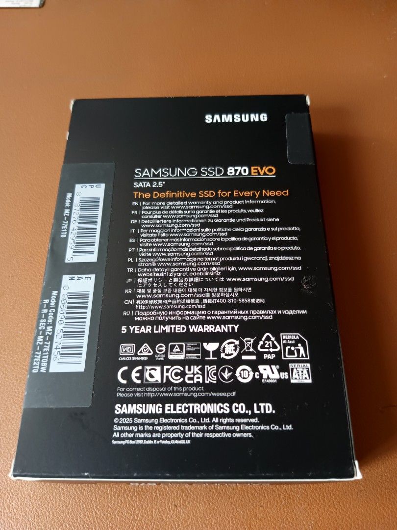 MURANG AUTHENTIC SAMSUNG 870 EVO 1TB SSD (Category: Hard Disks & Thumbdrives) located in Aroroy. Submitted by alabyuuuu (Listing ID 1455829531, Image 2). Description: Samsung 870 EVO 1TB SATA SSD – BRAND NEW SEALED 💻 FOR SALE – 6,500 ONLY! 📌 Specifications: • Brand: Samsung • Model: 870 EVO • Capacity: 1TB • Interface: SATA III 6Gb/s • Form Factor: 2.5-inch • Condition: BRAND NEW / SEALED • Original sealed packaging ⚡ Perfect for: ✅ Desktop PC 