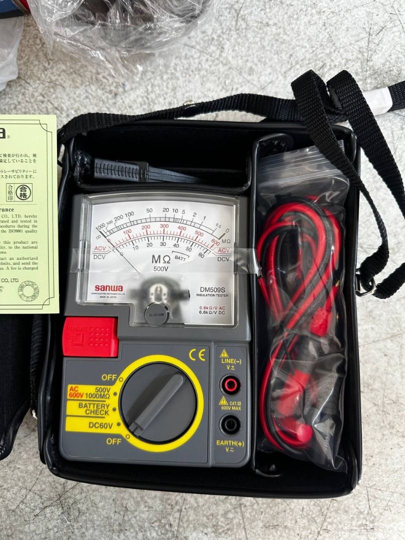Sanwa Megger Tester Specs: DM509S (Category: Home Improvement Tools & Accessories) located in Manila. Submitted by joeyroque09 (Listing ID 1455738570, Image 1). Description: Sanwa Megger Tester Specs: DM509S.