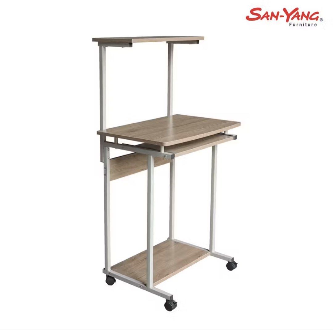San-Yang Computer Table With Caster Light Oak (Category: Office Furniture & Fixtures) located in Pasig City. Submitted by scarfkasa (Listing ID 1455760188, Image 1). Description: PLEASE CHECK ALL PHOTOS FIRST THANK YOU. i can also send a video para makita yung issue sa sliding keyboard drawer. perfect for small spaces. matagal ng di nagamit so nag accumulate na ng rust and grimes yung ibang part but still very decent looking na computer tower des