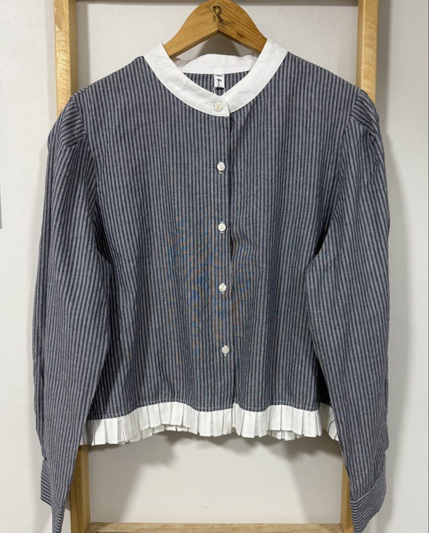 Striped Button Down Longsleeves Blouse (Category: Blouses) located in Bulacan. Submitted by prelovedbyabu (Listing ID 1455777151, Image 1). Description: 3XL on Tag Fits XL to XXL.