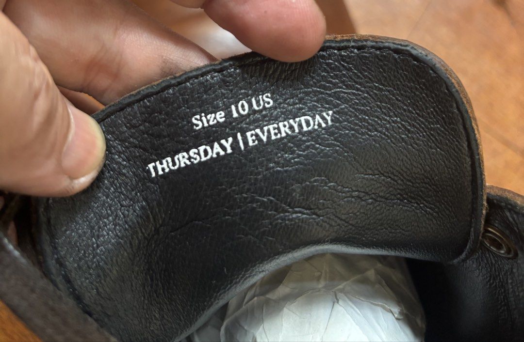 Thursday Brown Leather Lace-Up Boots (Category: Boots) located in Caloocan City. Submitted by gvv013 (Listing ID 1455695400, Image 3). Description: - Thursday Classic brown leather boots - Secure lace-up style - Natural leather finish - Sturdy and durable for everyday wear - Built with a durable sole - Ready for a new home.