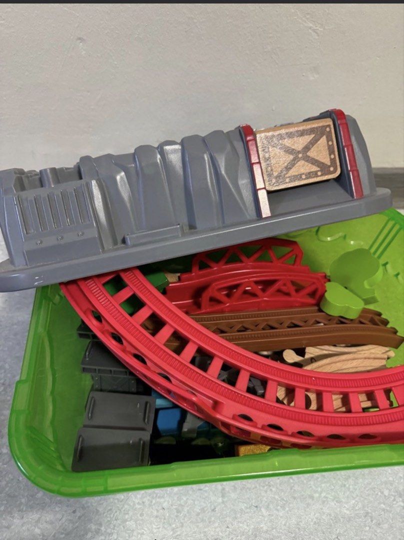 Train set (Category: Lego & Building Sets) located in Singapore. Submitted by ni84 (Listing ID 1455723937, Image 2). Description: 48 psc instead of 50 psc missing two small items. One of the stand has a broken hinge. Hence giving 2 compatible trains. Hape train set.