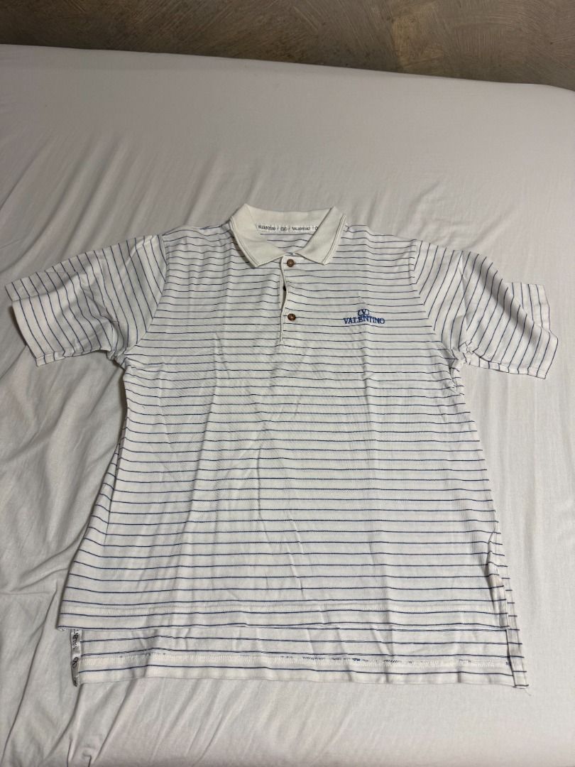VALENTINO Striped Polo Shirt (Category: Tshirts & Polo Shirts ) located in Pasig City. Submitted by lyle.archive (Listing ID 1455833487, Image 2). Description: Decluttering: VALENTINO Striped Polo Shirt Price: 250 Size: M Usage: Well used Via GrabExpress or Lalamove from Ugong, Pasig (SF by buyer).