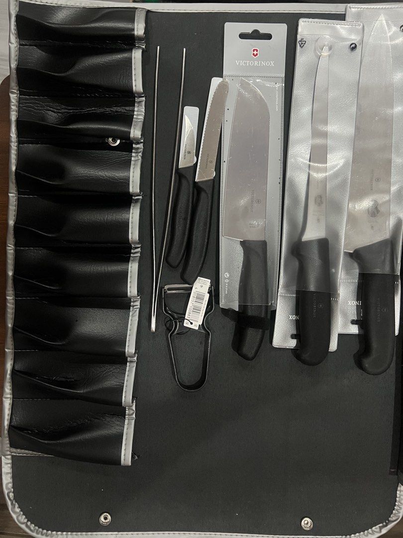 Victorinox Swiss made Knife Set (Category: Knives & Chopping Boards) located in Las Pinas. Submitted by johndennet (Listing ID 1455742764, Image 3). Description: Victorinox Swiss made Knife Set Free Cooking Tweezers Free Germany made Peeler Free Knife Bag.