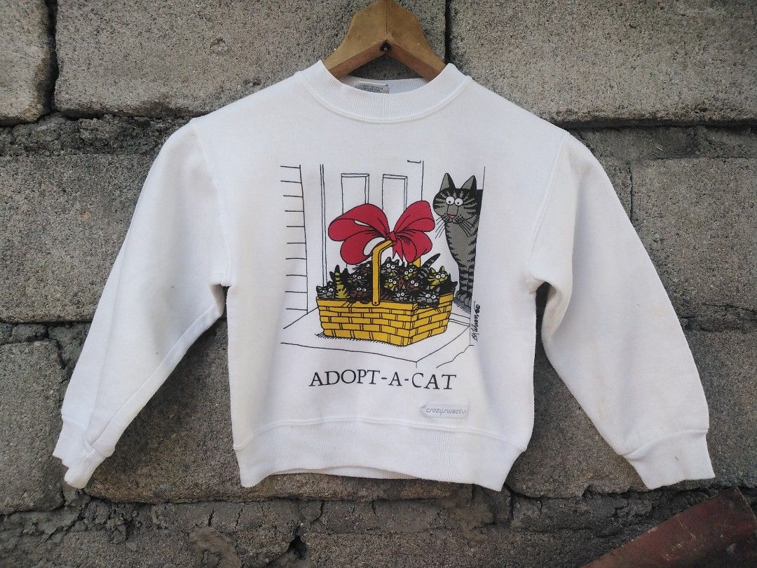 Vtg 90s B kliban cat (Category: Coats, Jackets and Outerwear) located in General Santos City (Dadiangas). Submitted by evolveorrepeat (Listing ID 1455712626, Image 1). Description: Vtg 90s B kliban cat" adopt a cat "playful grahic of cats sweatshirt jacket Sze small on tag Pit to pit 15 L"16 Detaila posted Dm to purchase!.