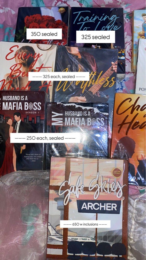 WATTPAD BOOKS QUITTING SALE (Category: Storybooks) located in Agdangan. Submitted by ultm8pjm_ (Listing ID 1455772040, Image 3). Description: wts lfb preloved wattpad books - HIH S2 NOT INCLUDED (SOLD) - others are sealed and re-sealed - re-sealed books has yellow stains - good conditions (can send condi via chat) - can do take all for 4.5k (nego) - buyer must be willing to shoulder sf 📍 batangas 📩 hmu if interested t. wts lfb jonaxx blue_maide
