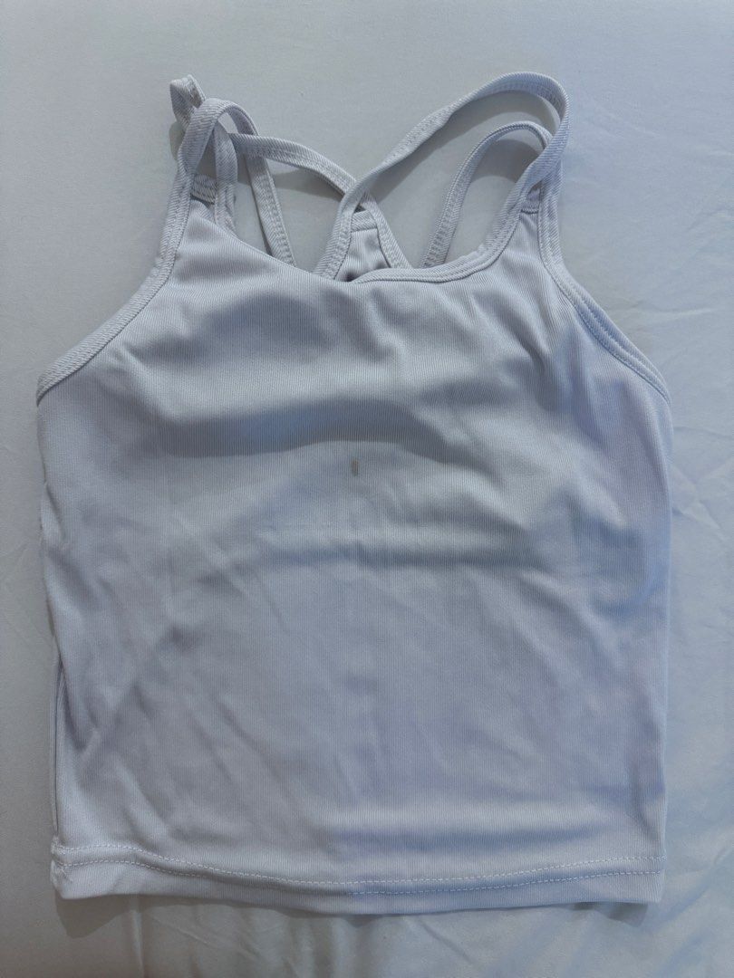 White Activewear Top (Category: Activewear) located in Manila. Submitted by dalmideclutters (Listing ID 1455762933, Image 1). Description: -has a little stain but can be removed naman if you handwashed it .