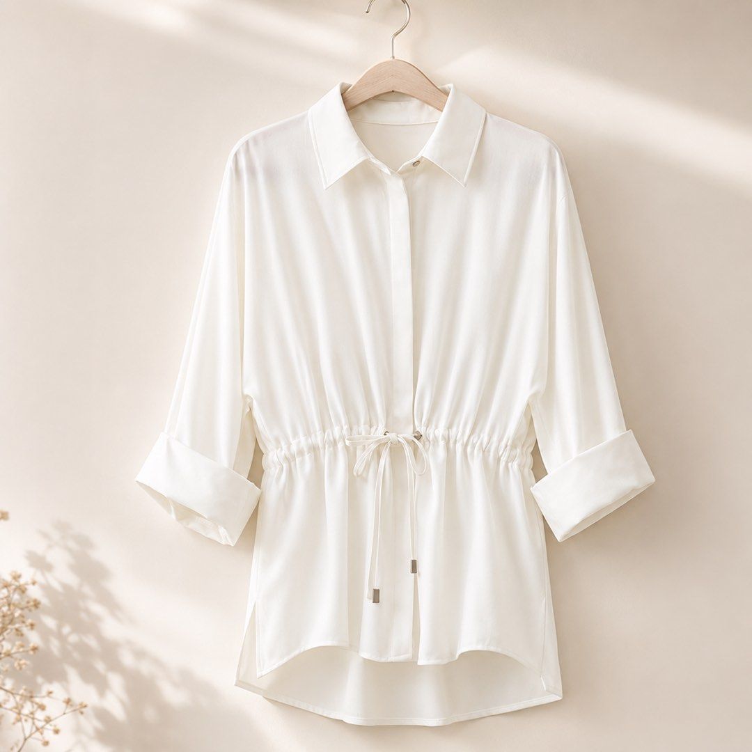 Zara White Botton Down (Old Money Style) (Category: Others Tops) located in Manila. Submitted by theopal (Listing ID 1455694548, Image 2). Description: * XS on tag but RUNS BIG * For reference I am size Medium but it can also fit up to Large! *No skirt included *Pointed collar with a classic button-front design * Long sleeves with wide folded/rolled cuffs * Elasticated/gathered waist with an adjustable drawstring tie in front * The drawstring cre