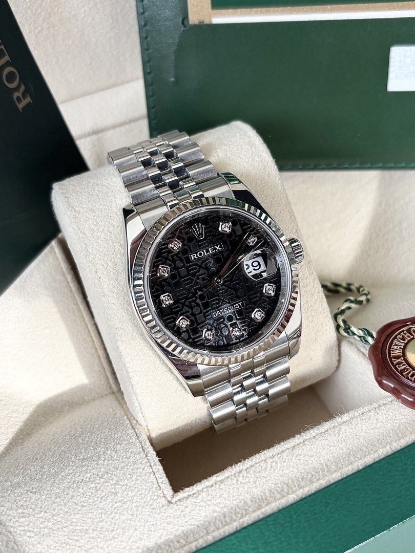 2010 Rolex Datejust 36 Black Anniversary Dial Ref. 116234 (Category: Luxury Watches) located in Paranaque City. Submitted by carlobsantos (Listing ID 1455975949, Image 2). Description: FOR SALE🚨🚨🚨 2010 Rolex Datejust 36 Black Anniversary Dial Ref. 116234 -9.9/10 Excellent Condition -Foreign AD (2010) -36mm Case Size -Cal. 3135 Automatic Movement -48hrs Power Reserve -Complete set Price: P618,000 Slightly Negotiable Meetups in Sucat/Bicutan Par