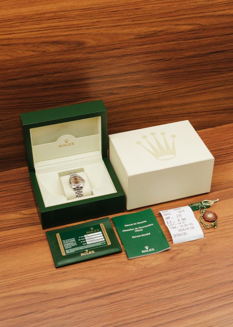 2010 Rolex Lady-Datejust w/ Box and Papers (Category: Women's Watches) located in Manila. Submitted by windsorfinery (Listing ID 1455968282, Image 3). Description: Rolex Datejust 179174 2010 Automatic 26mm Stainless steel/Solid gold bezel Sapphire Rolex bracelet Box: Yes Papers: Yes Others: Rolex hang tags, booklet, card holder, and timegrapher receipt. 1-Year Mechanical Warranty by Windsor Finery Co. Cash Price: ₱458,000 ✔️ Layaway accepted ✔️ C