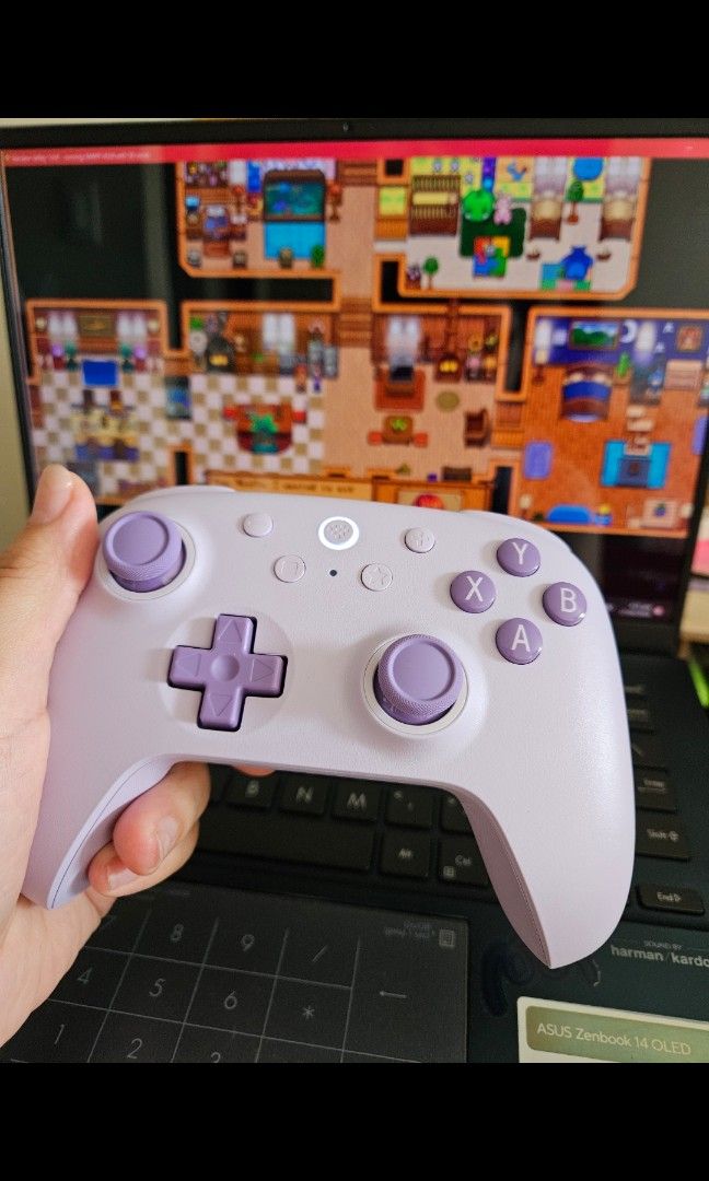 8BitDo Ultimate 2C Bluetooth Wireless Controller PURPLE (Category: Controllers) located in Davao. Submitted by bvxbmvn (Listing ID 1455960956, Image 2). Description: 8Bitdo Ultimate 2C Bluetooth Wireless Controller in purple can connect through laptop/pc/phone used twice only, kept in the box the rest of the time includes: box, manual, adapter, usb cable, rfs: dont use anymore :( please dont hesitate to send a pm for inquiries!.