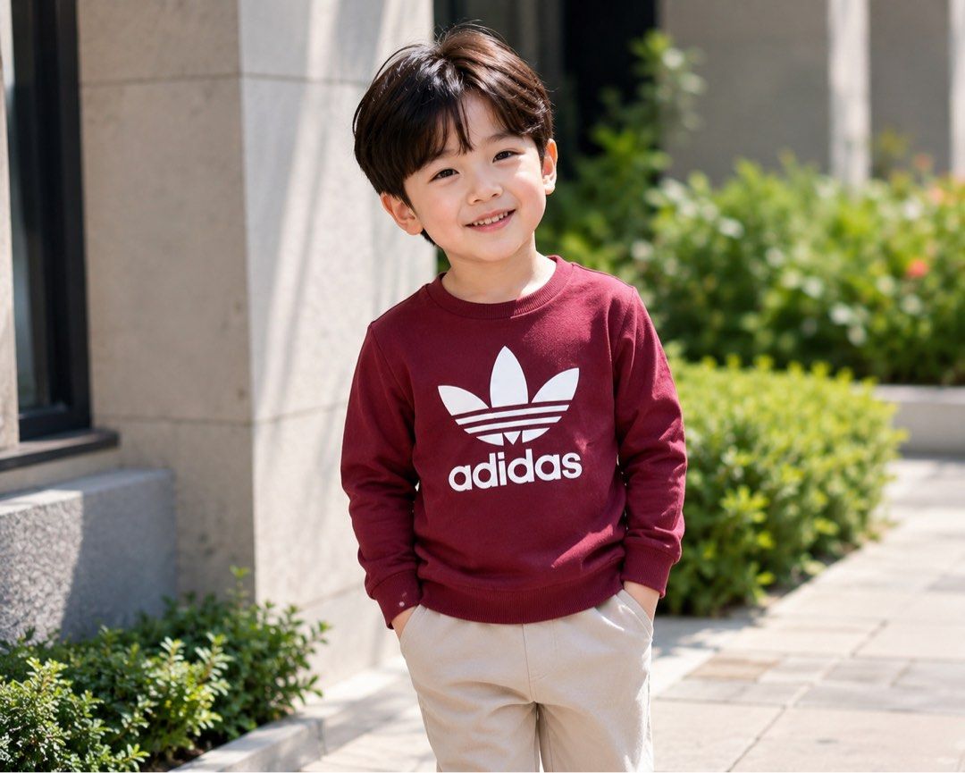 Adidas maroon sweatshirt for kids (Category: Babies & Kids Fashion) located in Apalit. Submitted by jjs_thrift_finds (Listing ID 1456023705, Image 1). Description: 3-4yo 16.5” x 13.5”.
