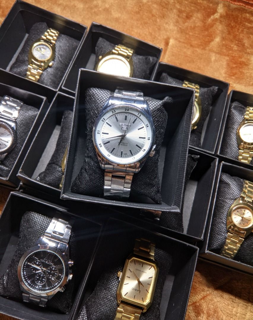 AFFORDABLE WATCHES CLASS A NON TARNISHED (Category: Luxury Watches) located in Manila. Submitted by meccael123 (Listing ID 1455968810, Image 1). Description: NEW STOCKS ‼️ ONHAND ‼️‼️ AFFORDABLE WATCHES PWEDE PANG GIFTS CASIO / SEIKO WATCH⌚ WHOLESALE AND RETAIL 📌 WITH BOX 📌 NON - TARNISH OPEN FOR VIA LALAMOVE PAYMENT METHOD - GCASH DM📩📩📩.