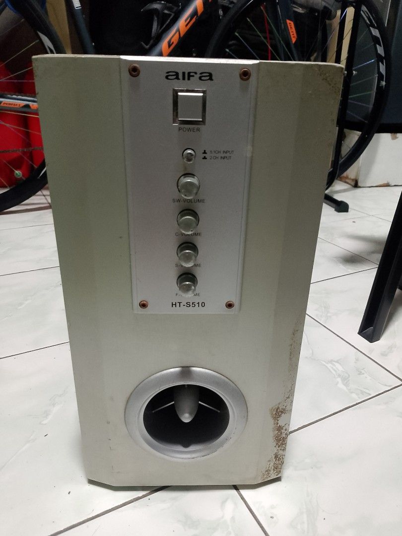 HT-S510 Subwoofer Speaker (Category: Soundbars, Speakers & Amplifiers) located in Manila. Submitted by sheshe.888 (Listing ID 1455947083, Image 1). Description: - HT-S510 Subwoofer Speaker - Features power, SW volume, C-volume, and F-volume controls - Selectable input options: 5.1ch and 2ch - Tested and confirmed working - Minor scuff marks present on the side.