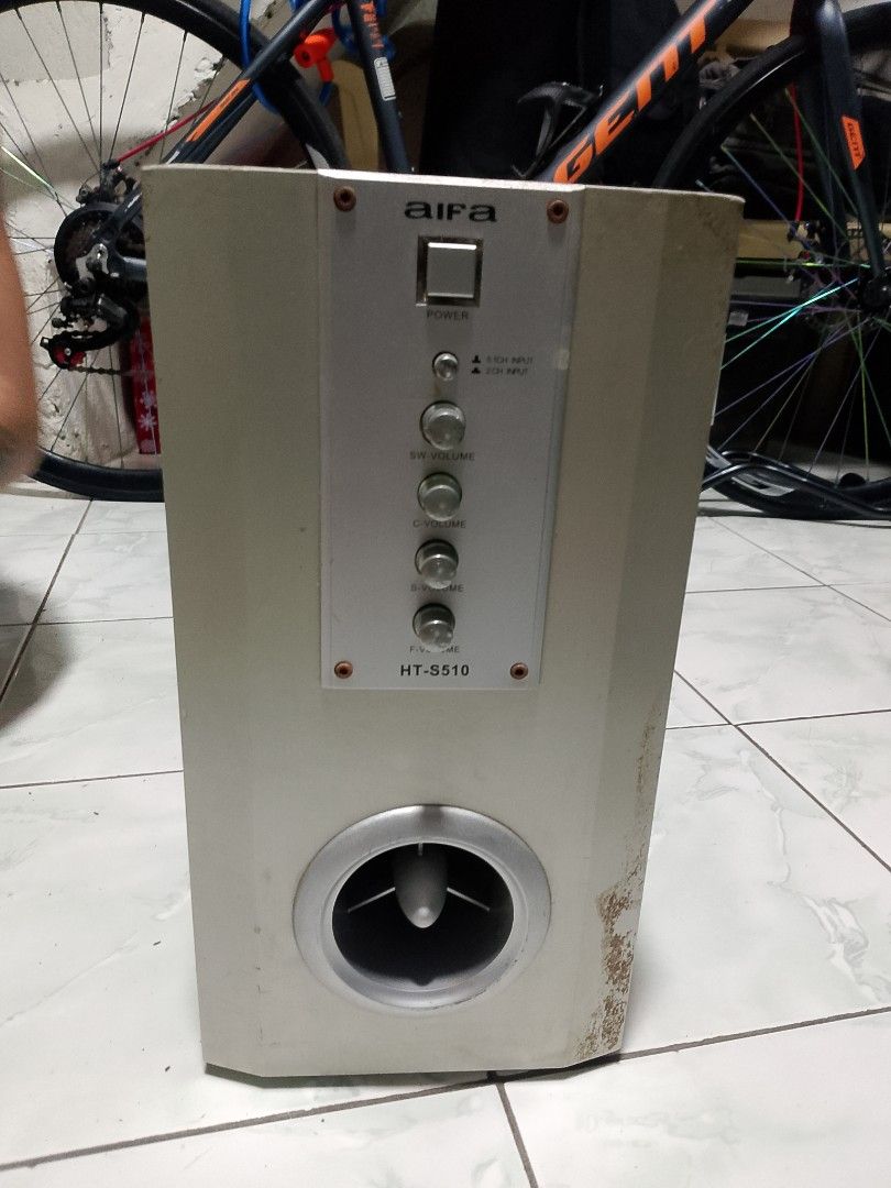 HT-S510 Subwoofer Speaker (Category: Soundbars, Speakers & Amplifiers) located in Manila. Submitted by sheshe.888 (Listing ID 1455947083, Image 2). Description: - HT-S510 Subwoofer Speaker - Features power, SW volume, C-volume, and F-volume controls - Selectable input options: 5.1ch and 2ch - Tested and confirmed working - Minor scuff marks present on the side.