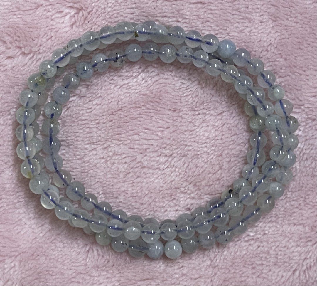 Aquamarine 3laps Bracelet (Category: Bracelets) located in Manila. Submitted by Crystal_Oracle (Listing ID 1455870825, Image 1). Description: Aquamarine is a pale blue-green gemstone known as the “Stone of Courage and Serenity.” It is believed to reduce stress, promote calm energy, improve clear communication, and support throat and respiratory health..