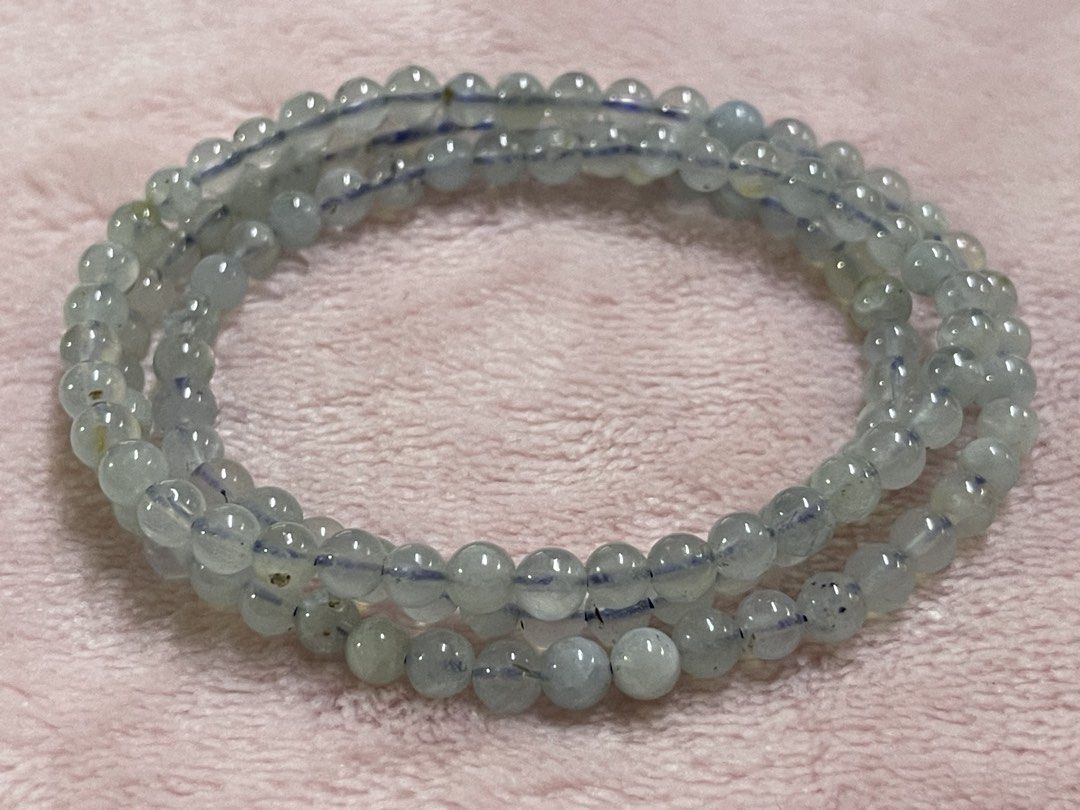Aquamarine 3laps Bracelet (Category: Bracelets) located in Manila. Submitted by Crystal_Oracle (Listing ID 1455870825, Image 2). Description: Aquamarine is a pale blue-green gemstone known as the “Stone of Courage and Serenity.” It is believed to reduce stress, promote calm energy, improve clear communication, and support throat and respiratory health..