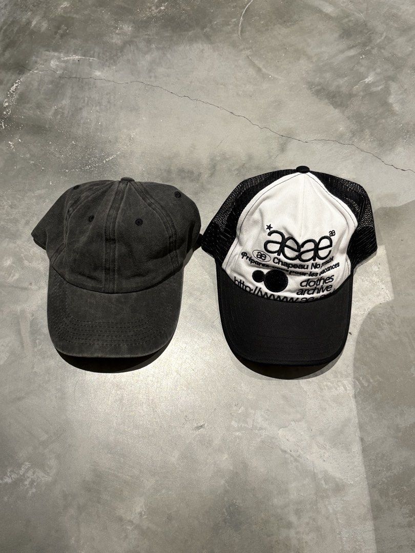Assorted Caps (Category: Hats & Beanies) located in Singapore. Submitted by scuba67monkey (Listing ID 1456024774, Image 1). Description: Take both at $14, grey lightly used Trucker never worn, got as gift. .
