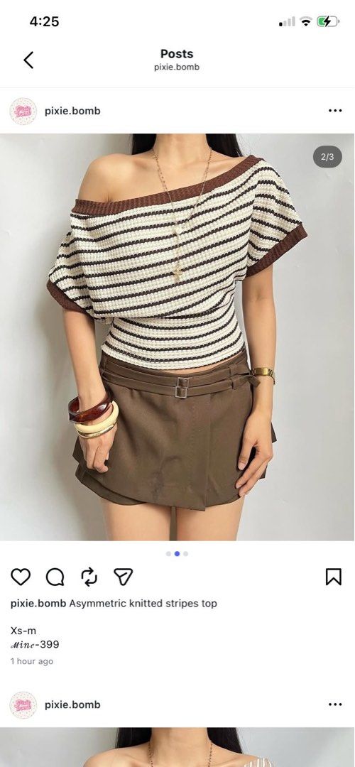 Asymmetric Knitted Top (Category: Blouses) located in Muntinlupa City. Submitted by stuki14 (Listing ID 1455914257, Image 2). Description: Originally bought through pixie.bomb on Instagram.