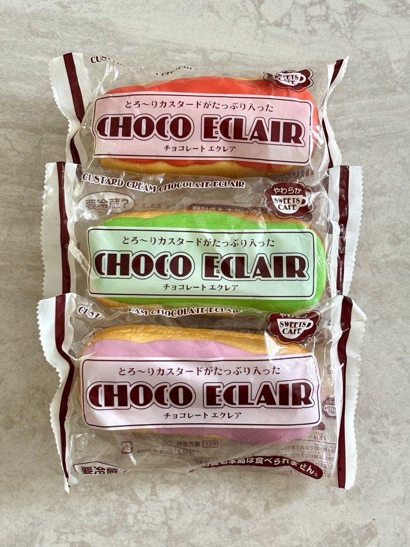 Authentic Choco Eclair Squishy (Category: Plushies & Soft Toys) located in Singapore. Submitted by lazyshiro999 (Listing ID 1455896413, Image 1). Description: Brand New in Original Packaging. Have some minor creases due to age. Available: Red/Green: $6 each Pink: $8 each Self-collection available at Blk 319, Hougang Ave 5 (s530319) Postage via SingPost (with tracking) PM if interested!.