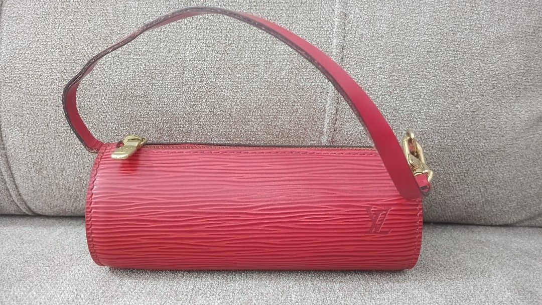 Authentic Louis Vuitton Epi red Soufflot Pochette (Category: Luxury Bags & Wallets) located in Pasig City. Submitted by castlescollections (Listing ID 1455863571, Image 1). Description: Guaranteed Authentic Louis Vuitton Epi Red Soufflot Pochete in very good condition.