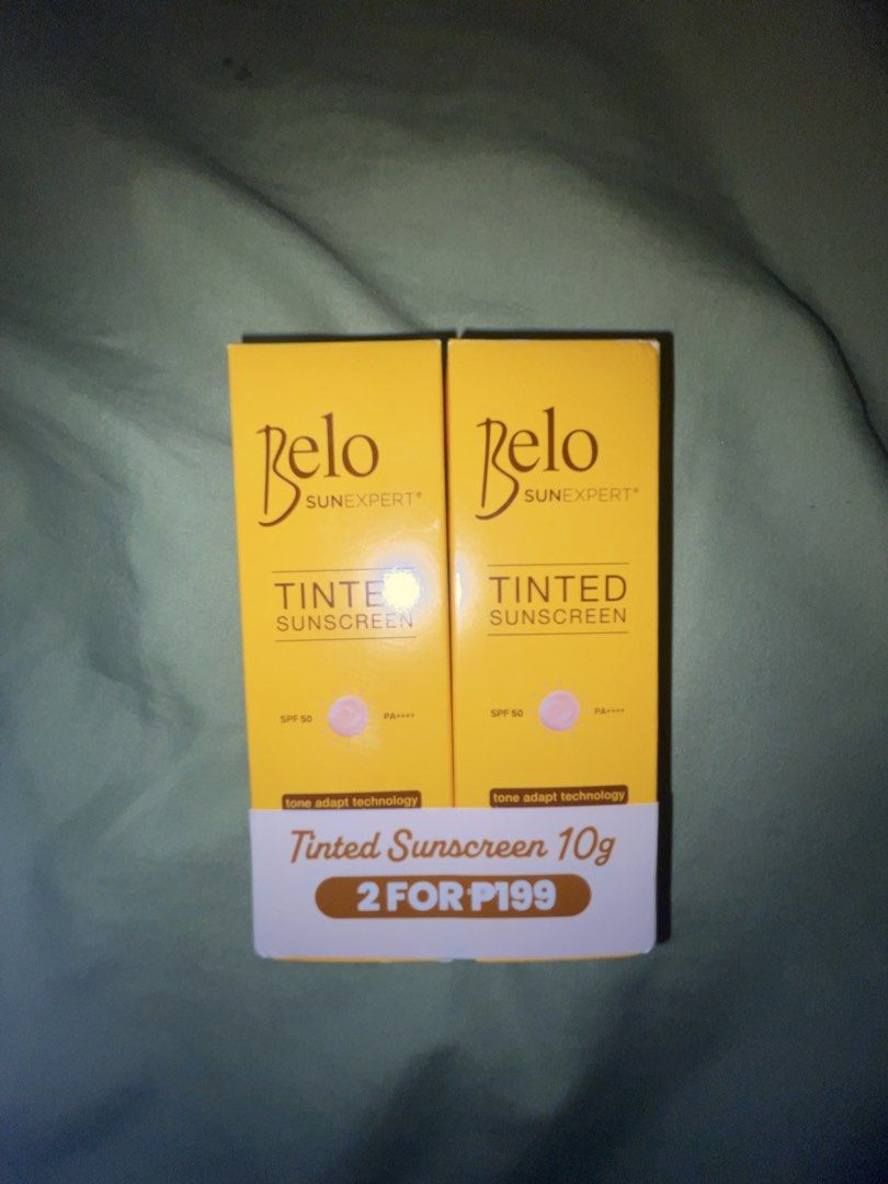 Belo Tinted Sunscreen (Category: Makeup) located in Carmona. Submitted by siennabug (Listing ID 1455876541, Image 1). Description: RFS: Not for my shade Isa lang ang nabuksan the other one is hindi pa opened used twice lang. Exp: Jan 2029.