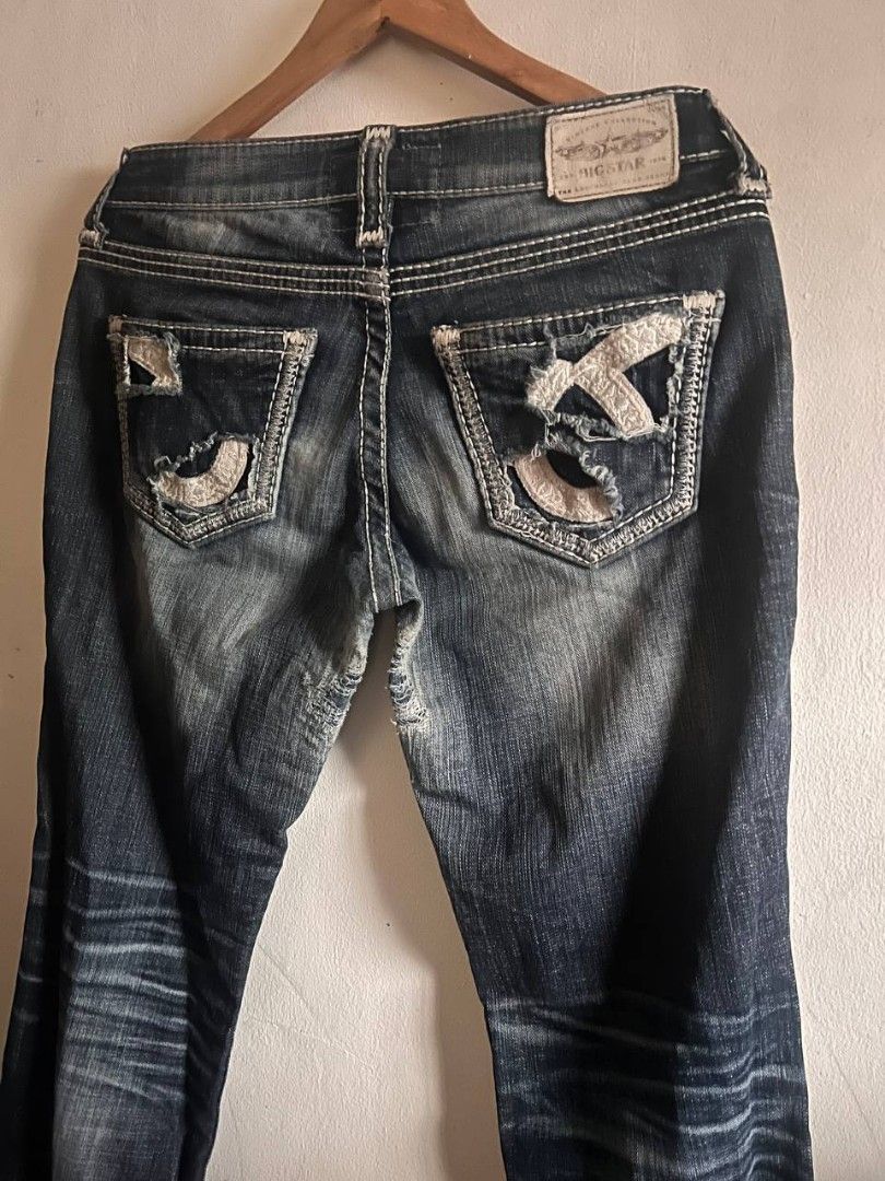 Big Star Vintage Collection Jeans - Distressed Bootcut (Category: Jeans) located in Caloocan City. Submitted by Tulokss (Listing ID 1455936774, Image 1). Description: - Vintage Big Star Jeans - Dark Wash Denim - Distressed Detailing (back pockets & knees) - Bootcut Style - White Contrast Stitching - Unique Embroidered Back Pocket Design - Ideal for Casual Wear.