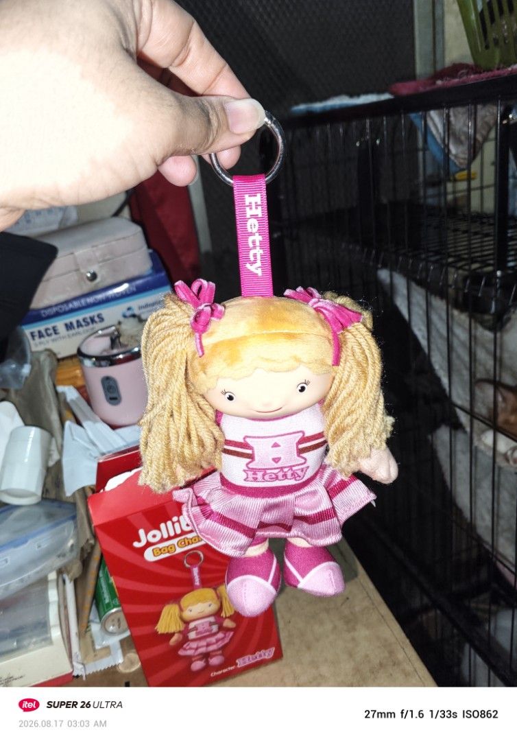 BRAND NEW JOLLIBEE BAG CHARM HETTY (Category: Character Goods) located in Caloocan City. Submitted by loisxlane (Listing ID 1456047548, Image 2). Description: authentic brand new just opened to check item still with its original foil and box price is fixed pymt First via Bdo online or maribank for shipping only @ buyer's expense.